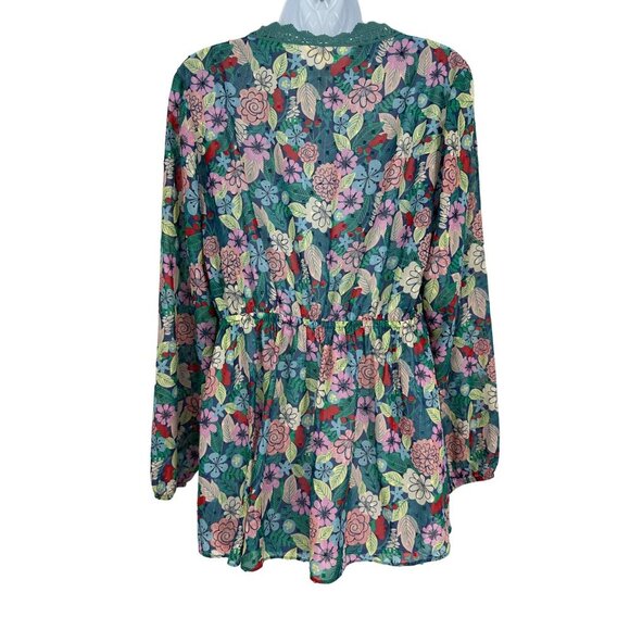 Matilda Jane Kookaburra Floral Print Crochet Trim Peasant Top Size L - Picture 5 of 8